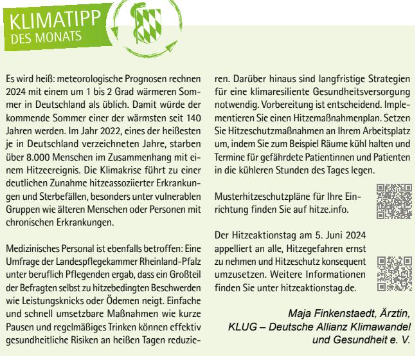 Der #Klimatipp des Monats im Bayerischen Ärzteblatt dreht sich um #Hitzeschutz am Arbeitsplatz: bayerisches-aerzteblatt.de/fileadmin/aerz… Mehr Infos und Musterhitzeschutzpläne finden sich z.B. auf hitze.info und hitzeaktionstag.de #HAT2024