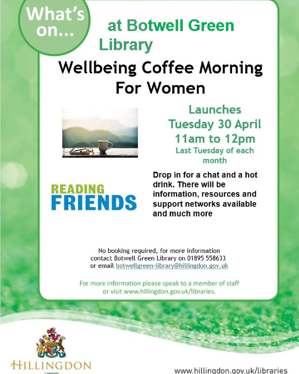Women's Coffee Morning at Botwell Green Library on the 30 April 2024 #hillingdon @Hillingdon #botwellgreenlibrary #hayes