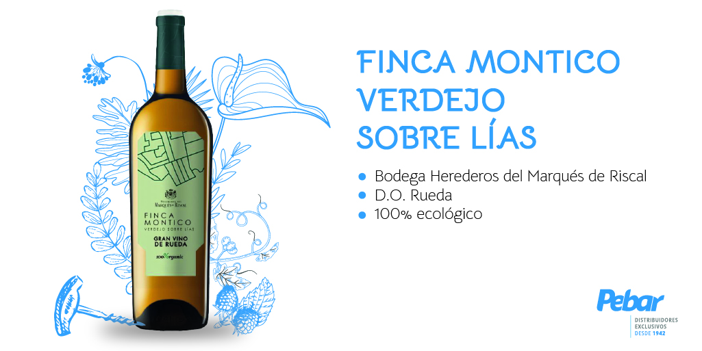 Finca Montico, un blanco 100% Verdejo envejecido sobre lías. Ideal con pescados, mariscos, carnes blancas, pasta y jamón. Aromas a hinojo, hierbas y frutas blancas. ¡Elegante y complejo! 🍷✨ @marquesderiscal #VinoBlanco #PebarDistribución