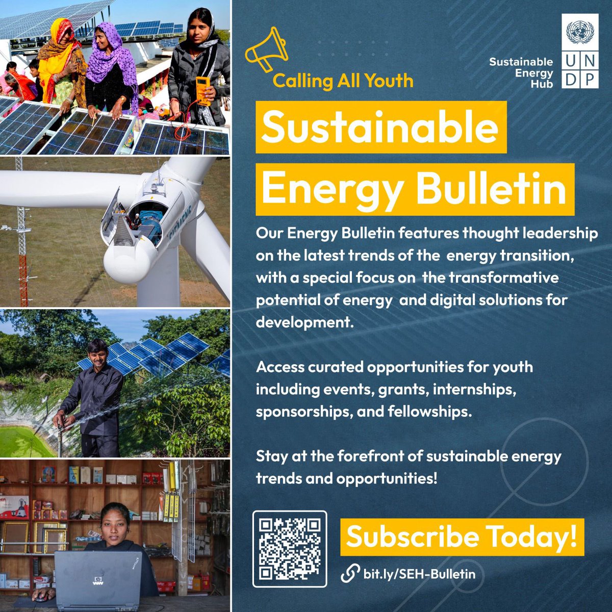 MohamedIMaray's tweet photo. Join the movement! 🌱 @UNDPEnergyHub latest Energy Bulletin is your gateway to the evolving world of sustainable energy. A ticket to opportunities, including events, grants, internships, and more.
Subscribe now and lead the change! 👉🏽🔗 https://t.co/A493sljUqz
#Energy4Development https://t.co/raRzNRTr87