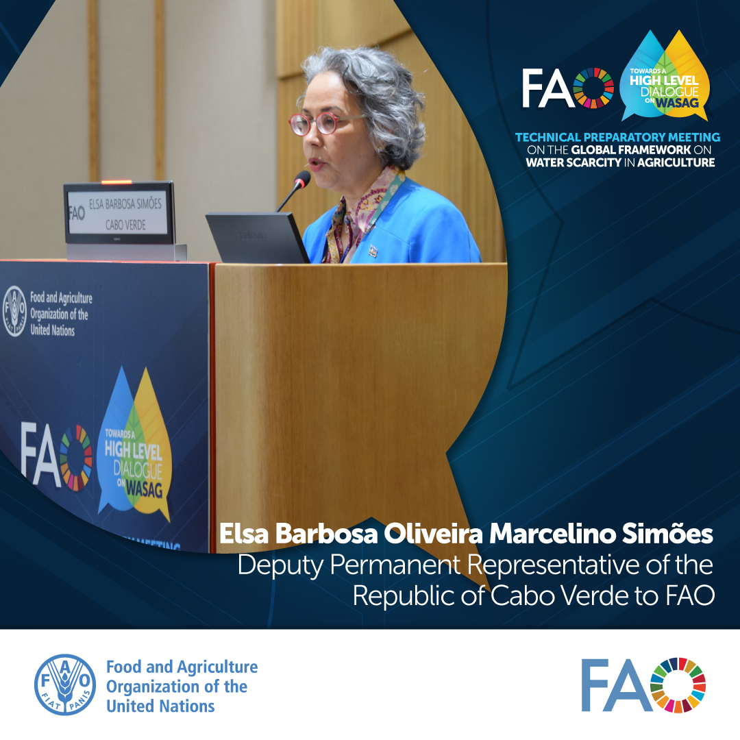 'By 2050, 45 percent of global production will be at risk due to water scarcity. This is not merely an issue for certain countries such as Cabo Verde, but a global one' Elsa Barbosa Oliveira Marcelino Simões, Deputy Permanent Representative of the Republic of #CaboVerde to @FAO