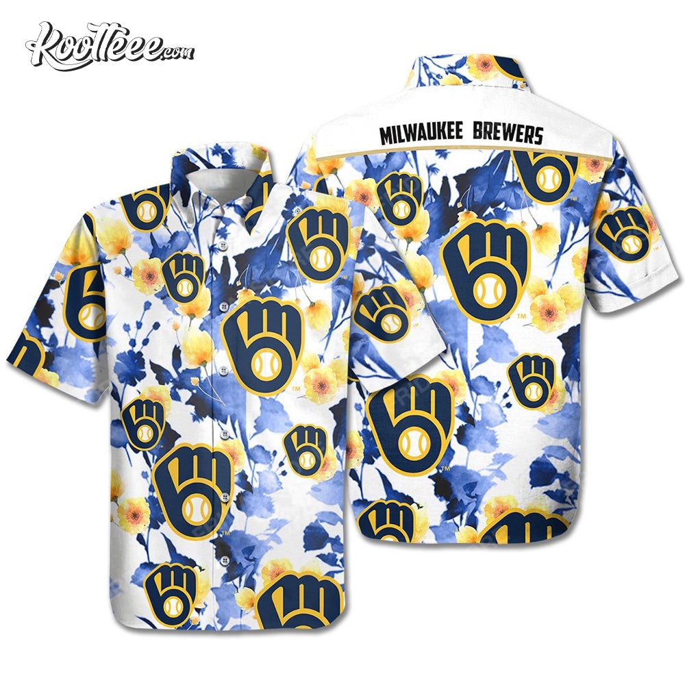 Milwaukee Brewers Flowers Hawaiian Shirt #MilwaukeeBrewers #koolteee koolteee.com/product/milwau…