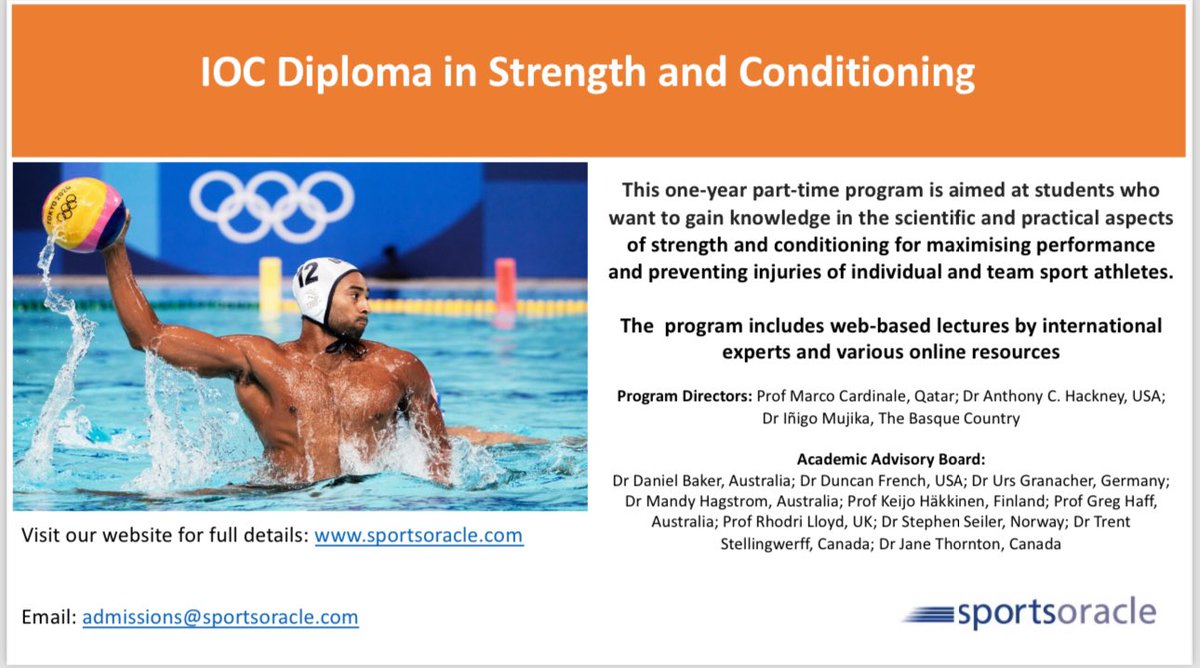 Excited to confirm new faculty for the IOC Diploma in Strength and Conditioning. Lecture contributions from @JaneSThornton @JacopoVitale @ShonaHalson @RoaldBahr. Applications open now sportsoracle.com/course/ioc-dip… #iocdiploma #strength #conditioning #onlinelearning