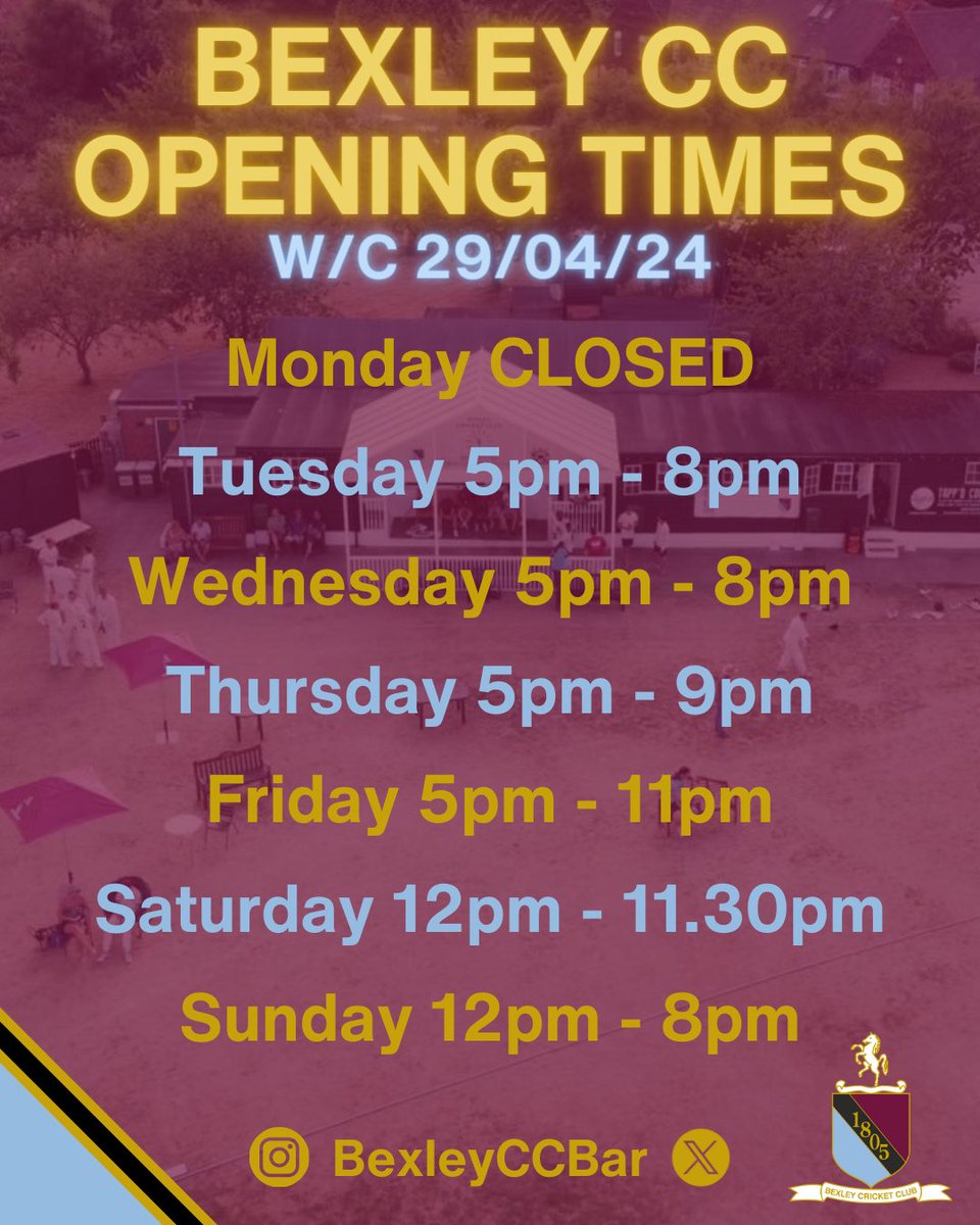 This weeks opening times @BexleyCC