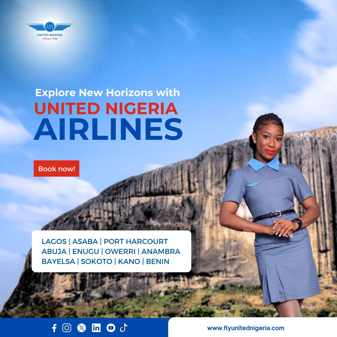 Happy new week!✨ Navigating business meetings or casual exploits?🧳 We’ve got you! Save the tickets to your next trip on our website or mobile app!✈️ #UnitedNigeriaAirlines #FlyUnitedNigeriaAirlines #FlyingToUnite #AMoreRewardingWayToFly #localflights #airtravel…