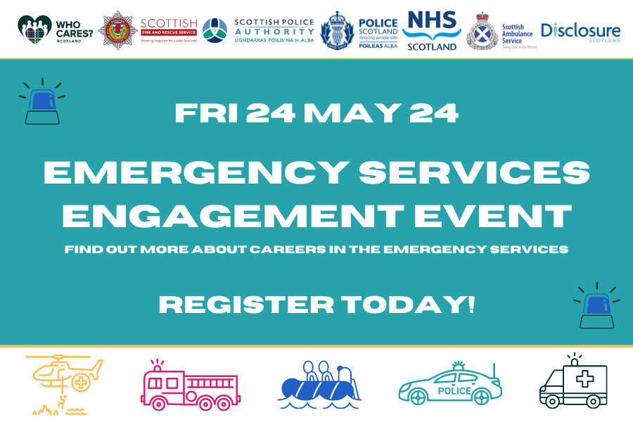 Emergency Services Engagement Event for those with Care Experience 🚔🚒 Friday 24th May 2024 10am-1pm SFRS Headquarters, Cambuslang 16+ Event FREE Event For more info & to sign up👇 whocaresscotland.org/event/emergenc…