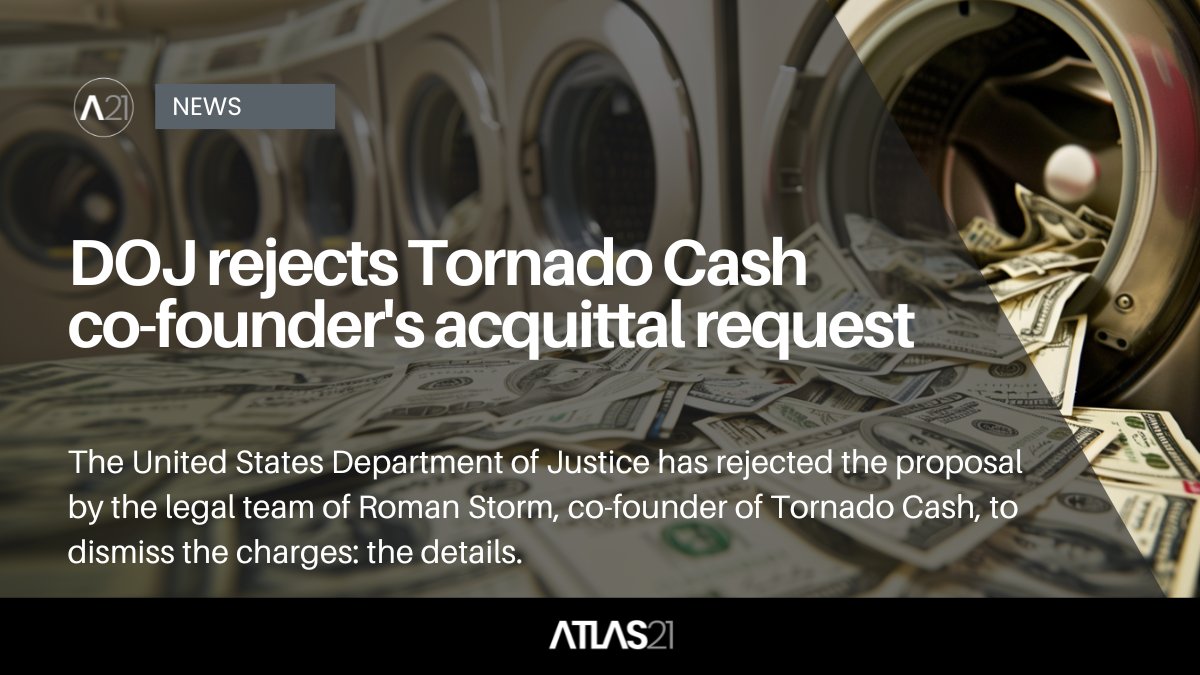 CRYPTO - DOJ rejects the request for acquittal of the co-founder of Tornado Cash Through a 111-page document, on April 26th, the United States Department of Justice (DOJ) rejected a proposal for dismissal of charges of conspiracy and money laundering against Roman Storm,…