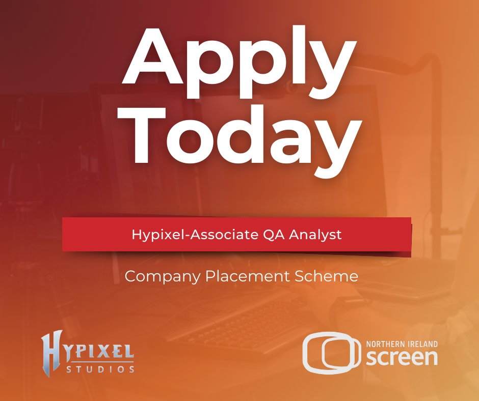 Exciting Opportunity Alert! 📣 Hypixel is seeking two trainee Associate QA Analysts as part of the Northern Ireland Screen Company Placement Scheme. Apply now- ow.ly/2muz50RqCCa #GameDev #QA #Hiring #Placement #Training #JobsNI