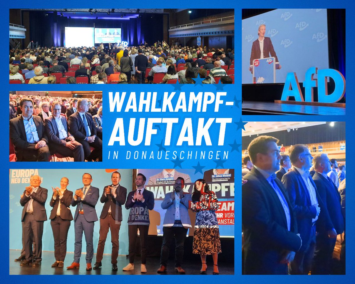 +++ EU-Wahl am 9. Juni: Wir sind bereit für mehr! +++ In Donaueschingen haben uns unsere beiden Bundessprecher Dr. Alice Weidel und Tino Chrupalla am Samstag auf den EU-Wahlkampf 2024 eingestimmt. Das Grußwort hielt Harald Vilimsky (FPÖ), der einen Einblick in das Chaos in