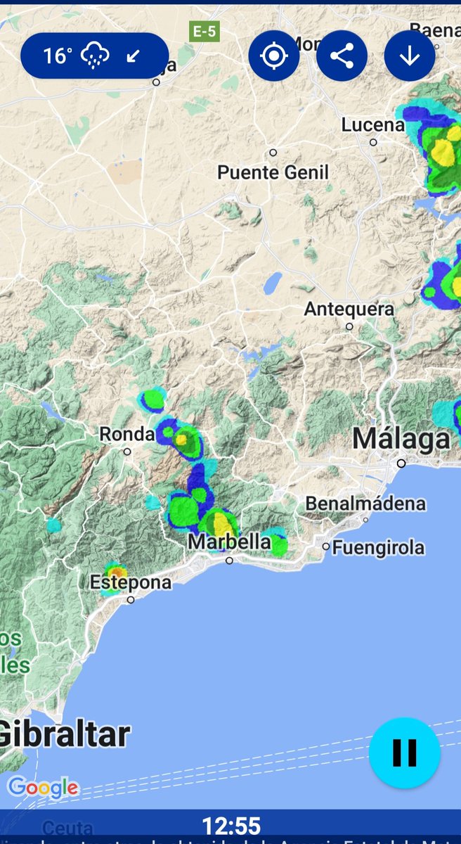Qué bien se ve, desde #LaLíneadelaConcepción los #Chubascos que tienen que estar afectando a la zona de la costa #malagueña
