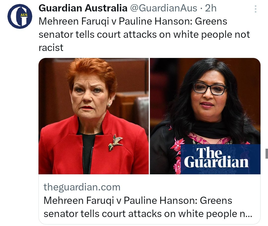 It's racist to attack black people
It's racist to attack brown people
It's racist to attack yellow people
It's racist to attack Mehreen Faruqi
It's ok to attack white people

Any questions?