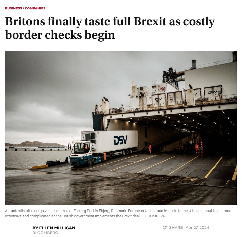 A reminder that the UK, a country that already heavily relies on food imported from abroad, is about to implement costly border checks as a result of the reckless decision to leave the EU's single market and customs union. Good luck with buying groceries after tomorrow.