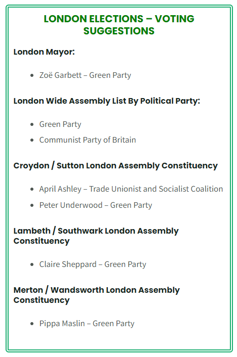 Resistance Kitchen, a social justice-oriented community kitchen based in Norbury/Thornton Heath, have released voting guidance ahead of the elections on Thursday, with explanations for their decisions here: resistancekitchen.uk/london-electio…