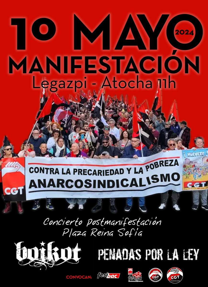 CGTfesibac's tweet image. El #1deMayo no podemos permanecer en silencio mientras nuestros salarios pierden poder adquisitivo.
@SFFCGT @CGT @cgttcmadrid @CGTfesibac @CGTFEHAC @fetyccgt @BOIKOTBAND @PENADASPORLALEY
La @CGT será anarcosindicalista o no será.
#clasetrabajadora #anarcosindicalismo #sffcgt…