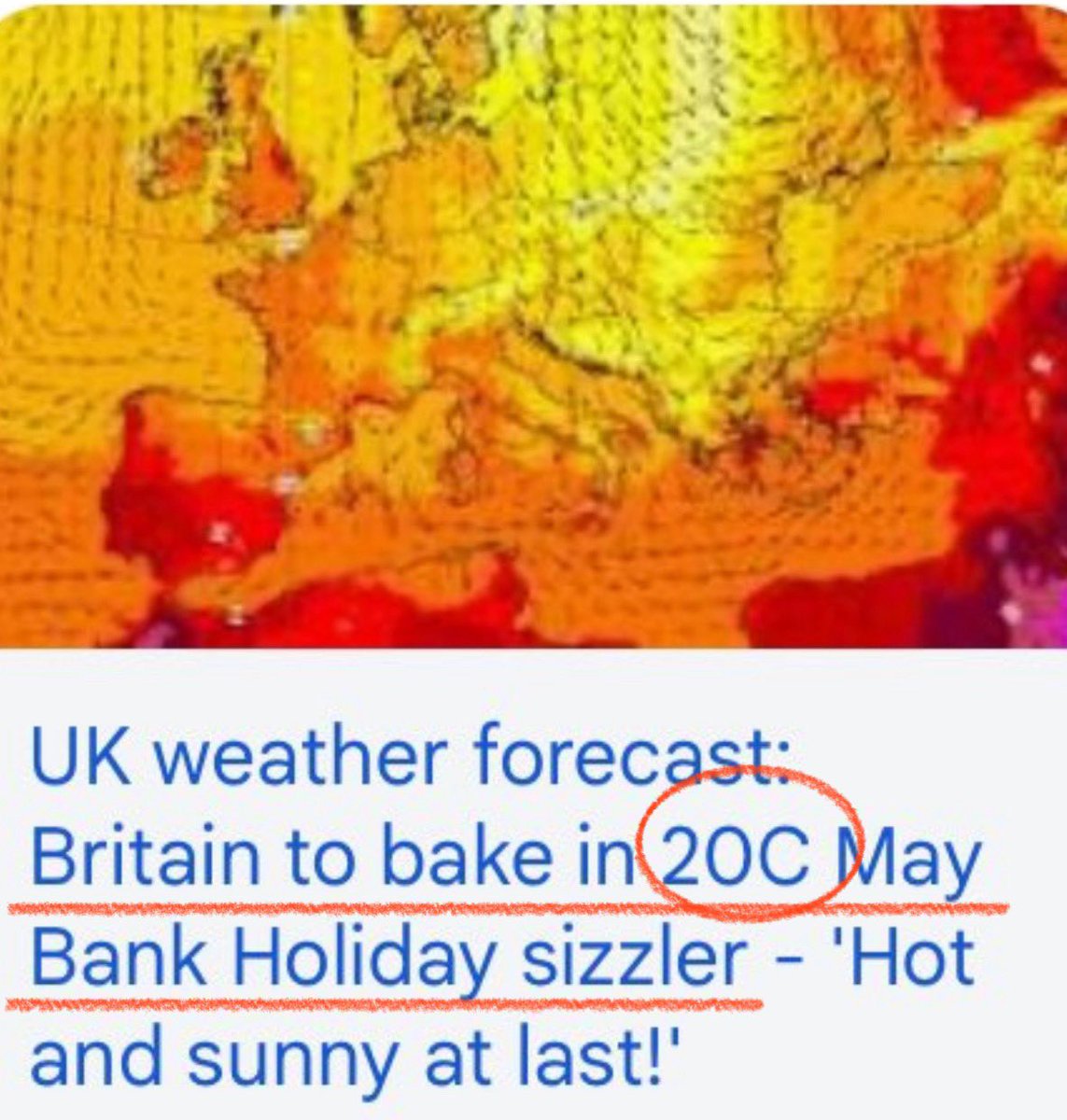 MEDIA - They only have misinformation left. Britain to BAKE in 20° heatwave 🤡