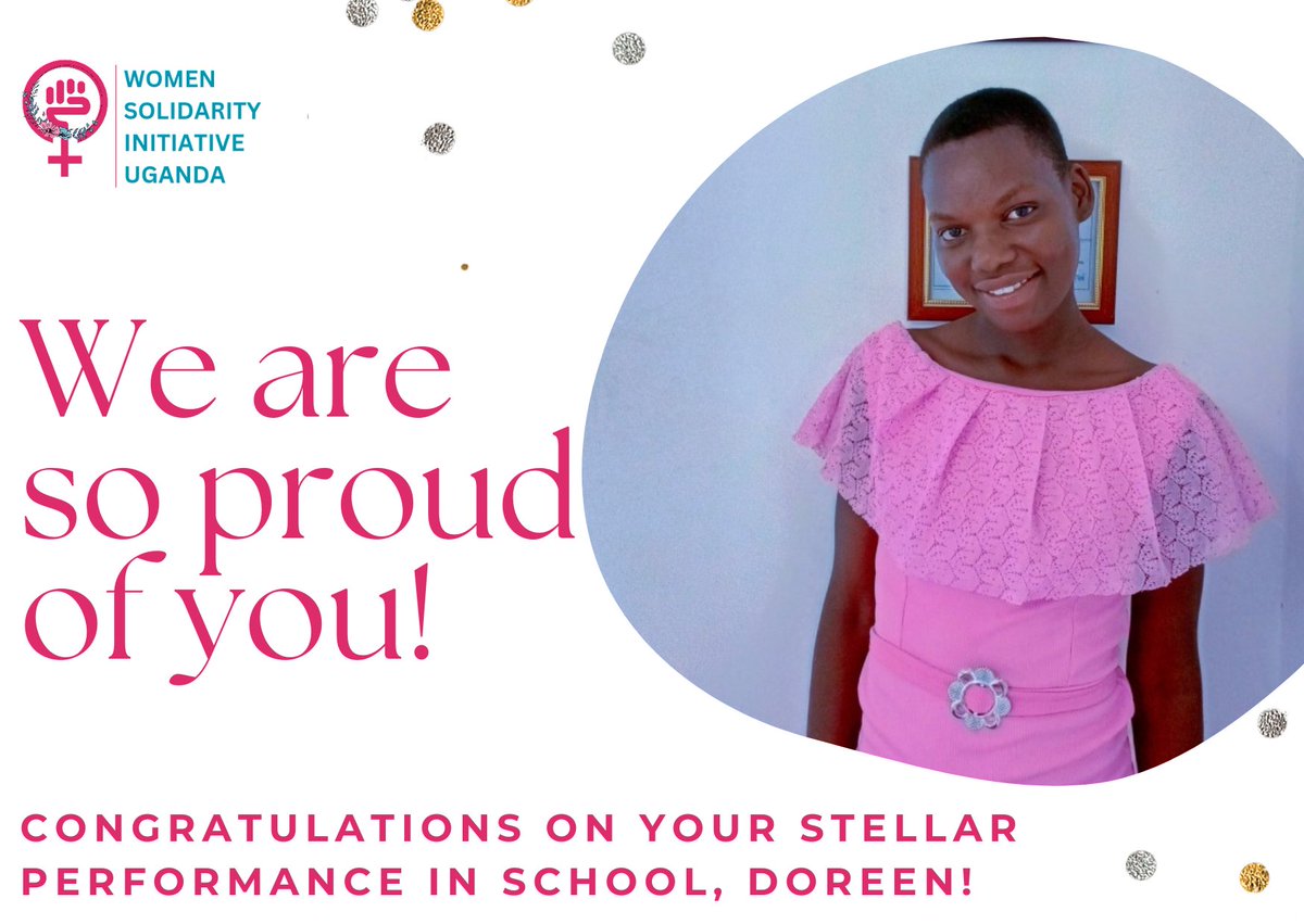 We congratulate our 'Champion Her Dreams' project beneficiary; Doreen on her great term 1 performance in school.🎉

Doreen was among the best performers in her class.
We are so proud of her.

#womensolidarityinitiative #championherdreams #girlchildeducation
