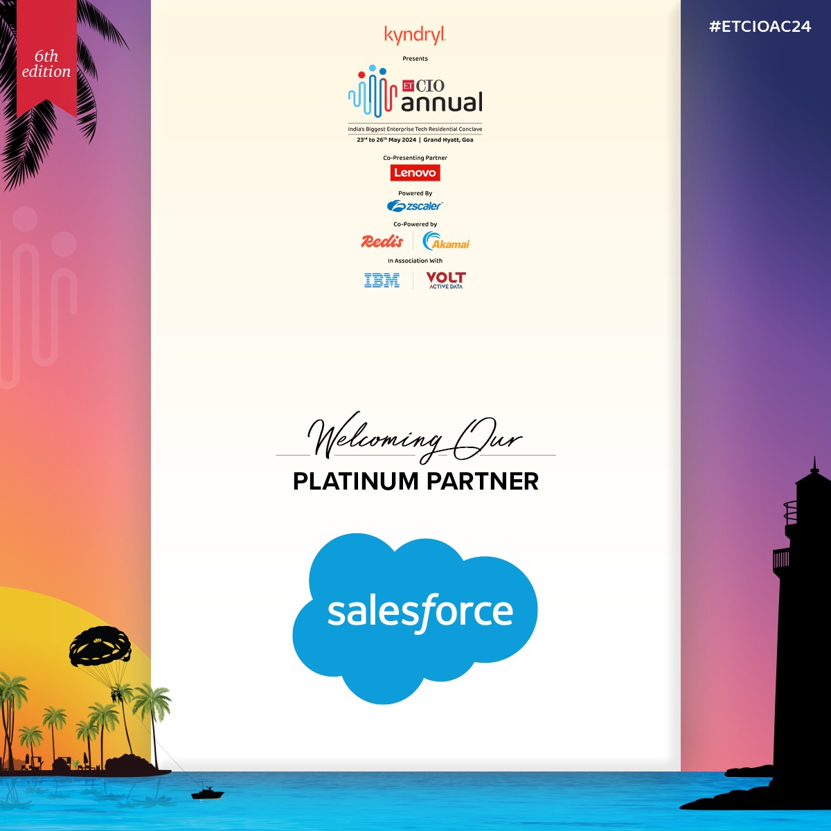 With infectious enthusiasm, we welcome @Salesforce as our esteemed Platinum Partner, ready to ignite the flames of innovation together!💥 Know more- bit.ly/3To8Auy #ETCIO #ETCIOAC24 #TechInGoa #CIOConclave #CIOAnnual #Goa #CIOs #Tech #Partner #Leadership #IT #StayTuned