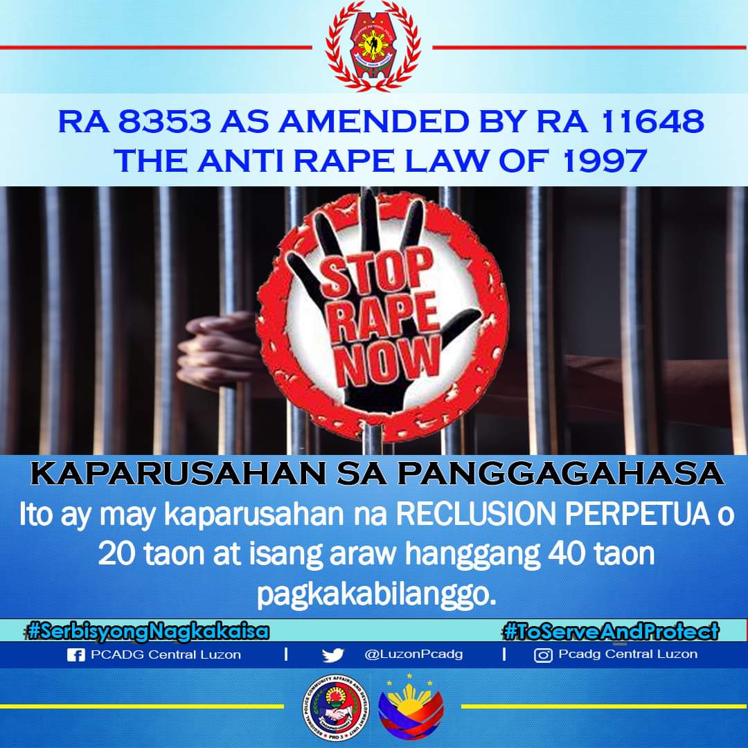 Stop Rape Now!

#BagongPilipinas
#ToServeandProtect
#PcadgCentralLuzon
#PhilippineNationalPolice 
#psbalita 
#ditosabagongpilipinasanggustongpulisligtaska