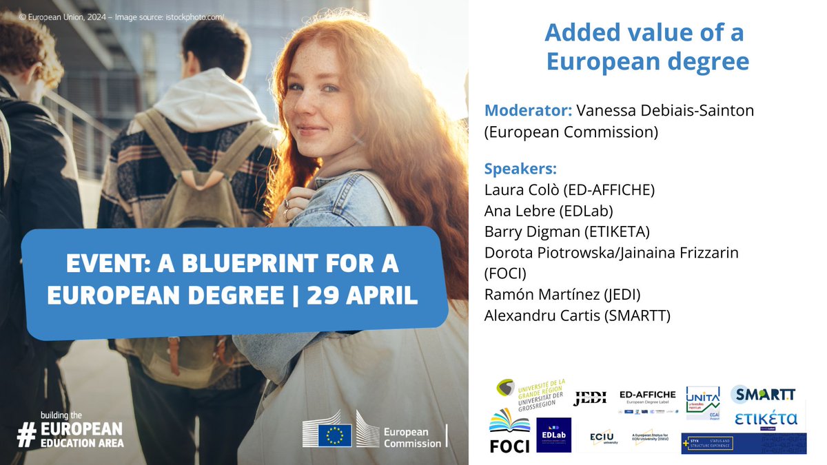 What is the added value of a #EuropeanDegree? After a year of testing, Laura Colò #EDAFFICHE, Ana Lebre #EDLab, Barry Digman #ETIKETA, Dorota Piotrowska #FOCI, Ramón Martínez #JEDI & Alexandru Cartis #SMARTT share findings & recommendations #EuropeanEducationArea