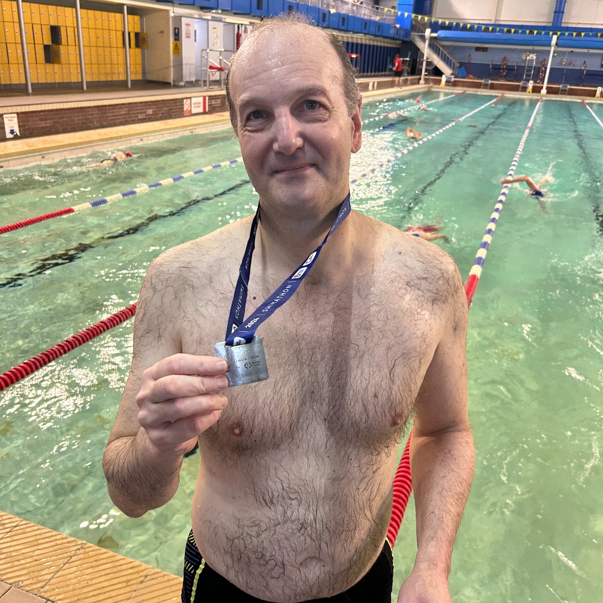 @Swimathon 2024 🏊 It's 10 years since Michael has taken part in Swimathon and he has been swimming for 25 years at Yearsley Swimming Pool! After having a pacemaker fitted in 2016 he wanted to see if he could still do it. Safe to say you definitely can Michael!