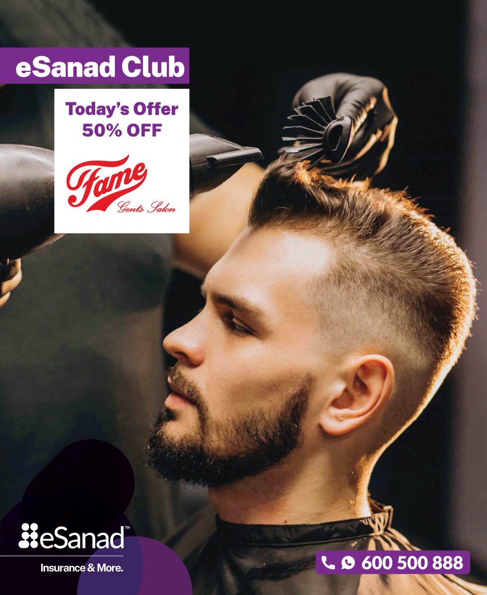 Join Sanad Club for a 50% discount at Fame Salon. 💇‍♂️Save big on your next haircut! 💰

انضم إلى نادي سند للحصول على خصم 50% في صالون فيم.💇‍♂️وفّر بشكل كبير في قصّة الشعر القادمة!💰

#sanadclub #esanad #famesalon04 #haircut #50percentoff