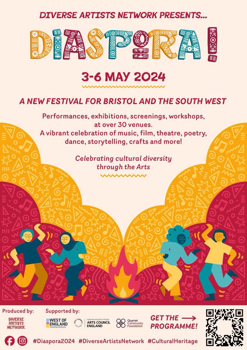 DIASPORA! is a new festival for Bristol🎶​

Taking place across 3-6 May DIASPORA! will be a celebration of cultural diversity through art, for everyone to enjoy💃​

Find out more and see the full schedule here ow.ly/FgTJ50Rn4n4 

#supporting #DIASPORA! #lovebristol