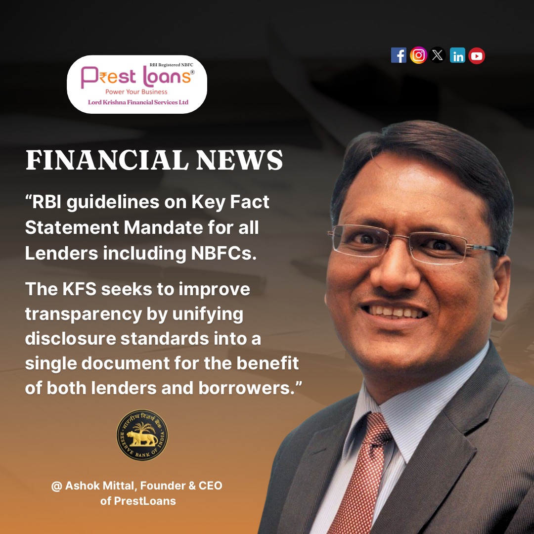 Stay ahead of the financial game with the latest insights from our Founder and CEO, Mr. Ashok Mittal. 📈💼 
#nbfc #fintech #smeloan #msmeloan #evloan #financer #smallbusinessloan #PrestLoans #FinancialNews #FinanceUpdates #EconomicTrends #MoneyMatters #MarketAnalysis #MoneyTalks