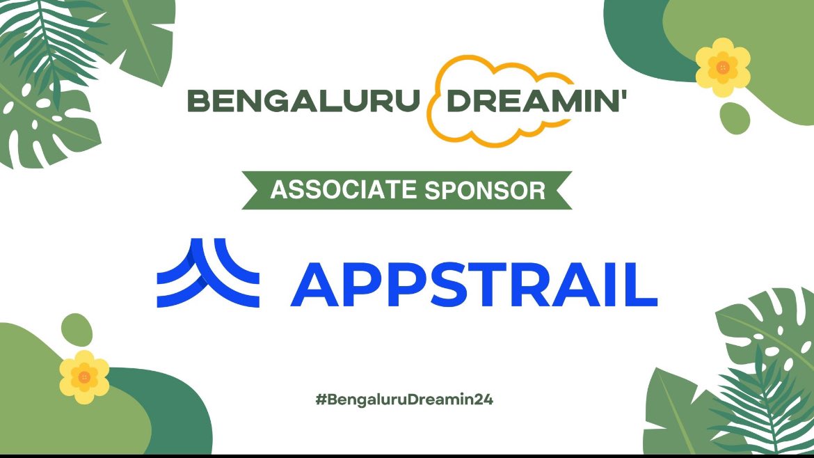 A huge shoutout to @appstrailtech for sponsoring our Bengaluru Dreamin' Conference. 

Are you also looking to be a sponsor at Bengaluru Dreamin'? Please fill the form👇
lnkd.in/gTDC2YAJ

More details👇
linkedin.com/posts/bengalur…

#BengaluruDreamin24 #Salesforce #Sponsors