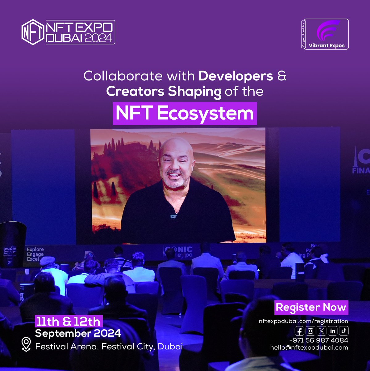 🤝 Collaborate with developers and creators shaping the future of the NFT ecosystem at NFT Expo Dubai 2024. Join us to drive change and innovation together! #NFTExpoDubai #NFTs #TechCollaboration 🚀💻🎨