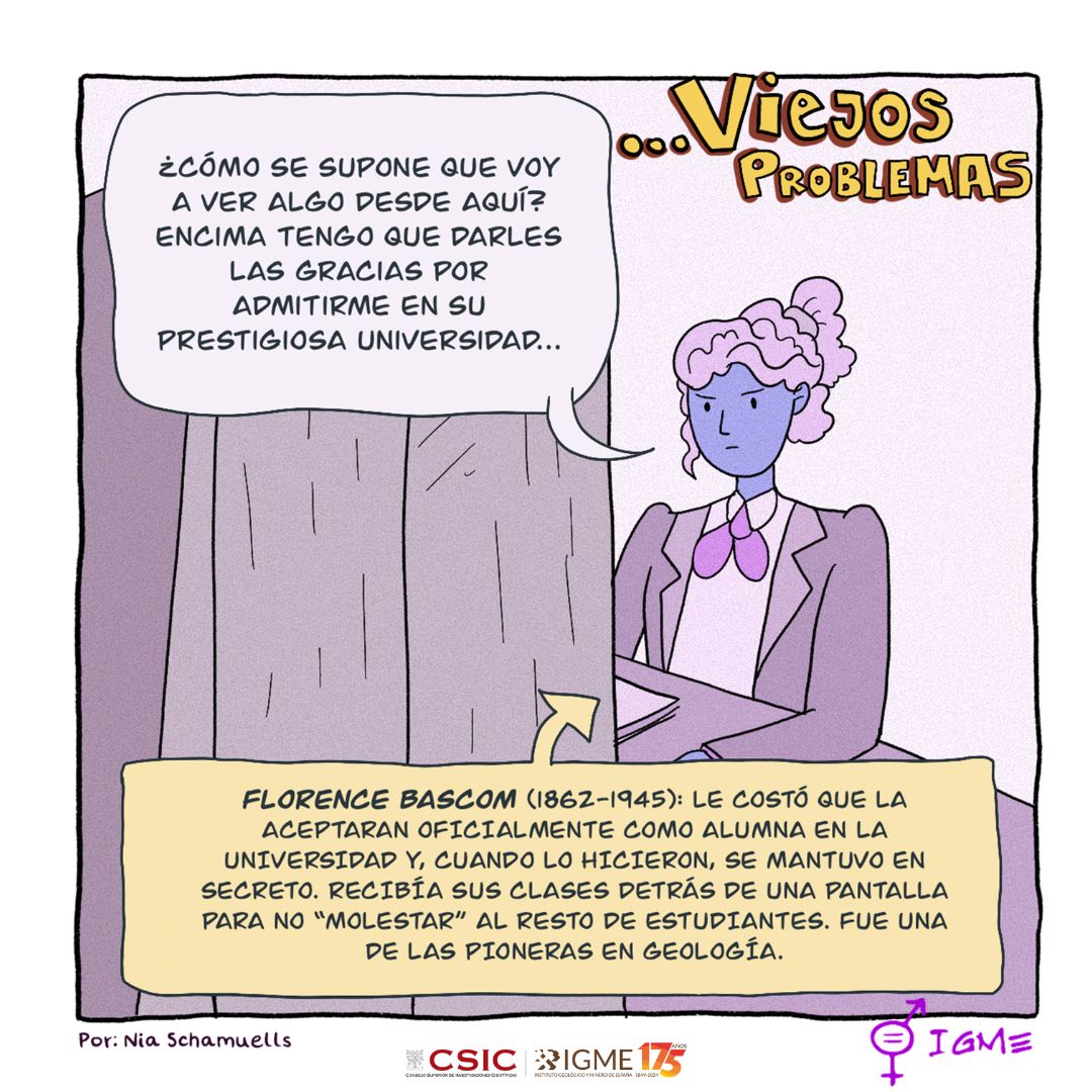 🌟 ¿Sabías que una de las pioneras en la geología tuvo que luchar para ser aceptada en la universidad? 🌍 Descubre la increíble historia de Florence Bascom, una mujer valiente cuya pasión por la ciencia superó todas las barreras.#NuevasCarasdeViejosProblemas #IGME_CSIC