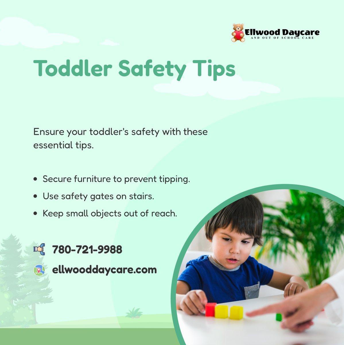 Keep your toddler safe with these simple tips! Implement them at home to create a safe environment for your little explorer. 

#Daycare #EdmontonAB #ToddlerSafety