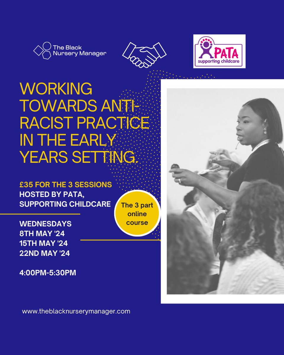 The 3-part webinar that I am delivering in conjunction with PATA (UK) in May is specifically aimed at Early Years Educators in Nurseries and Schools, Childminders and Parents who are interested in finding out more about this subject matter ☺️ pataglos.org.uk/event-5595976
