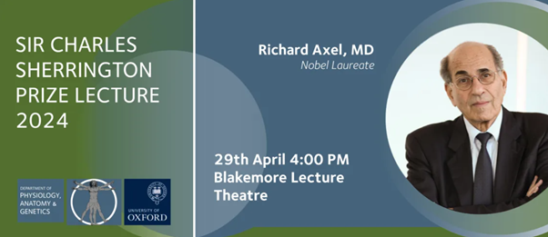 Today we are honoured to host Professor Richard Axel, who will give our Sir Charles Sherrington Prize Lecture. Professor Axel is a Nobel laureate, Professor, and Investigator at the Howard Hughes Medical Institute and Columbia University Medical Center. talks.ox.ac.uk/talks/id/a731a…