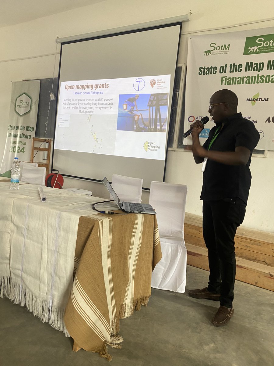 At the first #SotMMg2024, we are delighted to have Duncan Kebut from @openmapping_esa sharing the Hub activities and its projects in Madagascar 🇲🇬