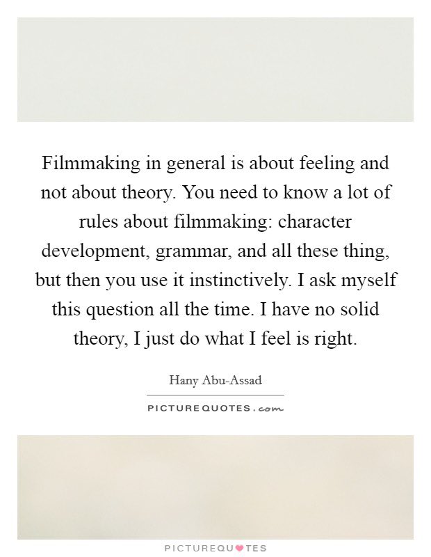 Notionssa's tweet image. يصر المخرج هاني أبو أسد أن صناعة الأفلام تعتمد على إحساس المؤلف وليس النظريات التي تعلمها.
صحيح انك تحتاج ان تعرف الكثير من قواعد صناعة الأفلام وكيف تتطور الشخصيات وكل هذه الأشياء لكي تصنع فيلماً. لكن أثناء العمل انت تستعمل كل خبراتك هذه بطريقة غريزية وليست منهجية.