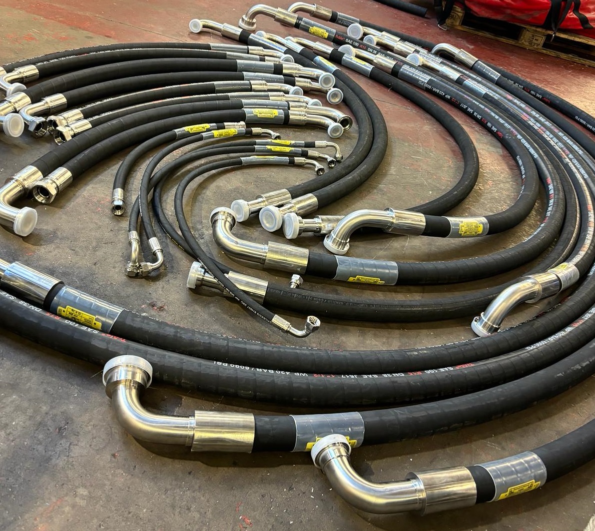 A quick turnaround on our latest project of stainless steel #multispiral #hoses, ready to be fitted to offshore equipment for an internationally based client. For more information on our range of #hydraulic hose & fittings, get in touch with our experienced and friendly team.