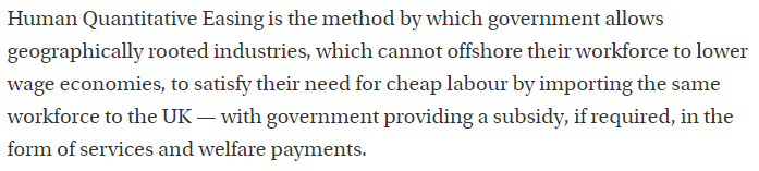 A big splash for me @TheCriticMag's Essay today, on Human Quantitative Easing, and how Britain's industrial strategy - importing the lowest wage workforce possible - is trapping us in a low-wage, low-productivity and high-cost economic trap.