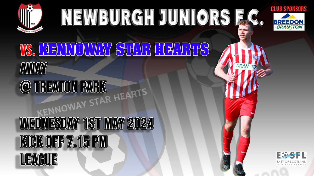 More midweek action as tomorrow evening we visit neighbours Kennoway Star Hearts at Treaton Park. Come and join us. ⬛⬜🟥