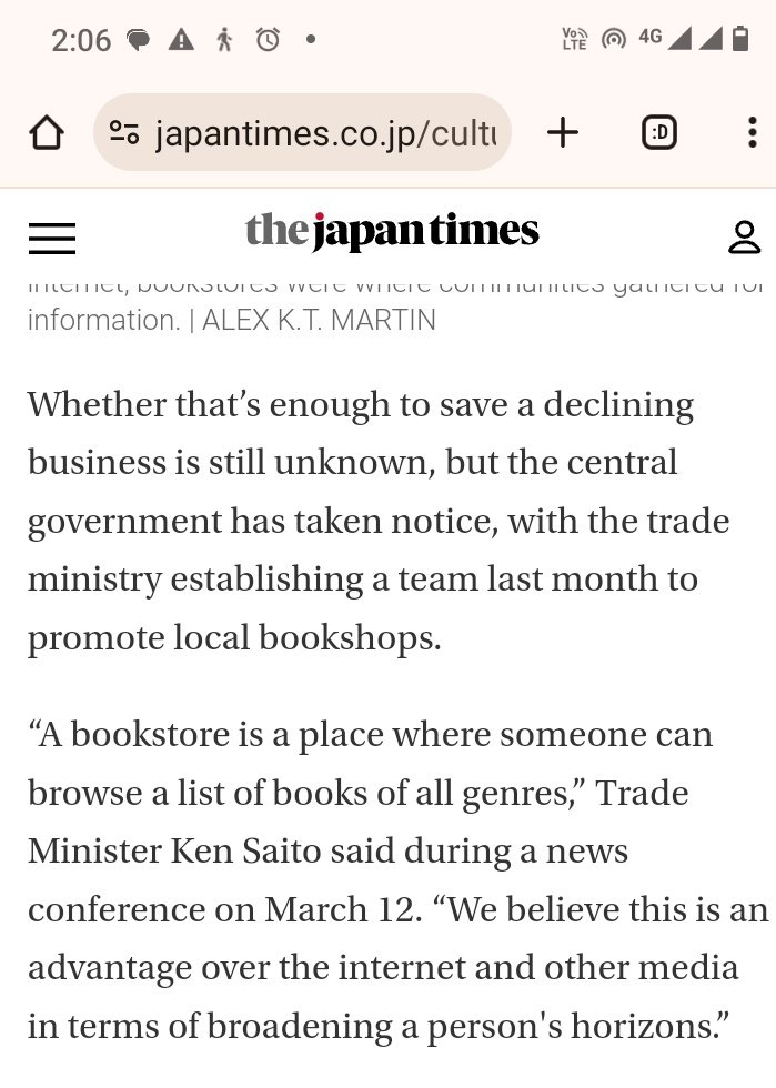 In Japan, the government has stepped in to support local bookshops.