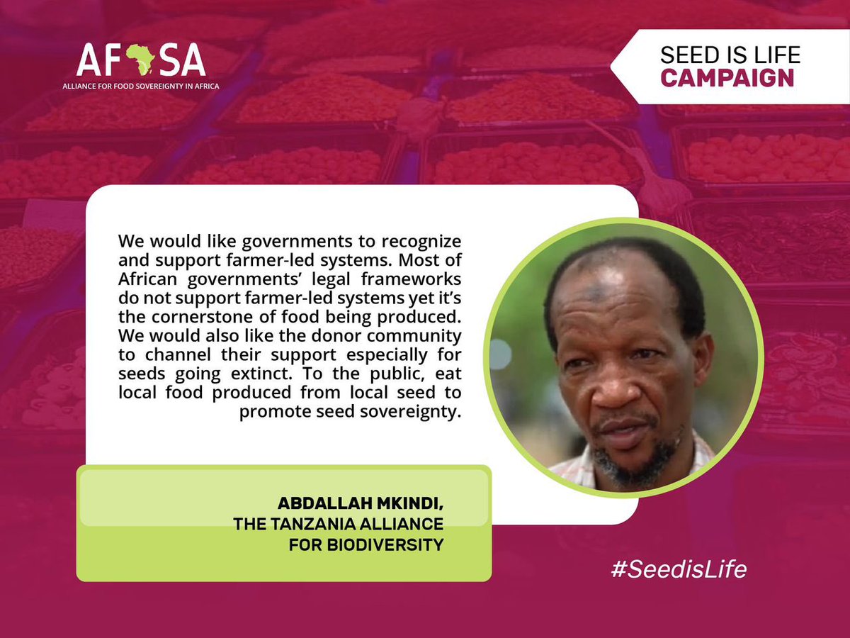 “We would also like donor communities to Chanel their support to seeds going extinct. To the public, eat local food produced from local seeds to promote seed sovereignty” Abdallah - The Tanzania Alliance for Biodiversity. #MaSemenceMaVie ⁠#InternationalSeedsDay #SeedIsLife