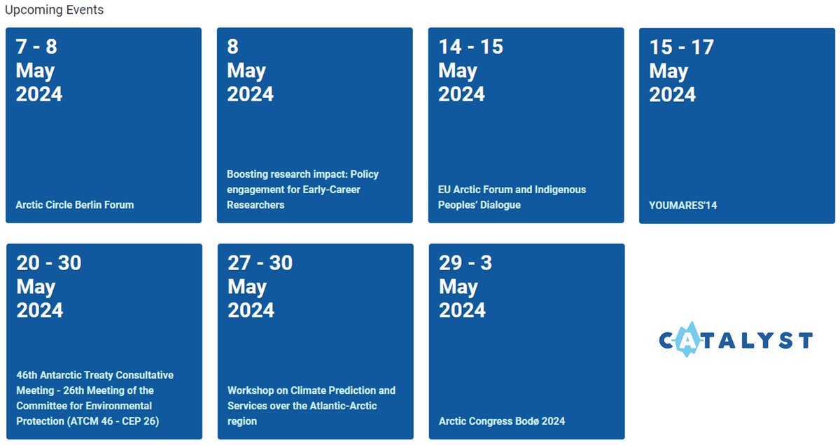 2⃣ May is going to be a busy month filled with exciting events! Here are some highlights: 👥14-15 May: #EUArcticForum and Indigenous Peoples’ Dialogue - bit.ly/4a3ah5n Find these and more events on Catalyst here: polarcatalyst.eu/events