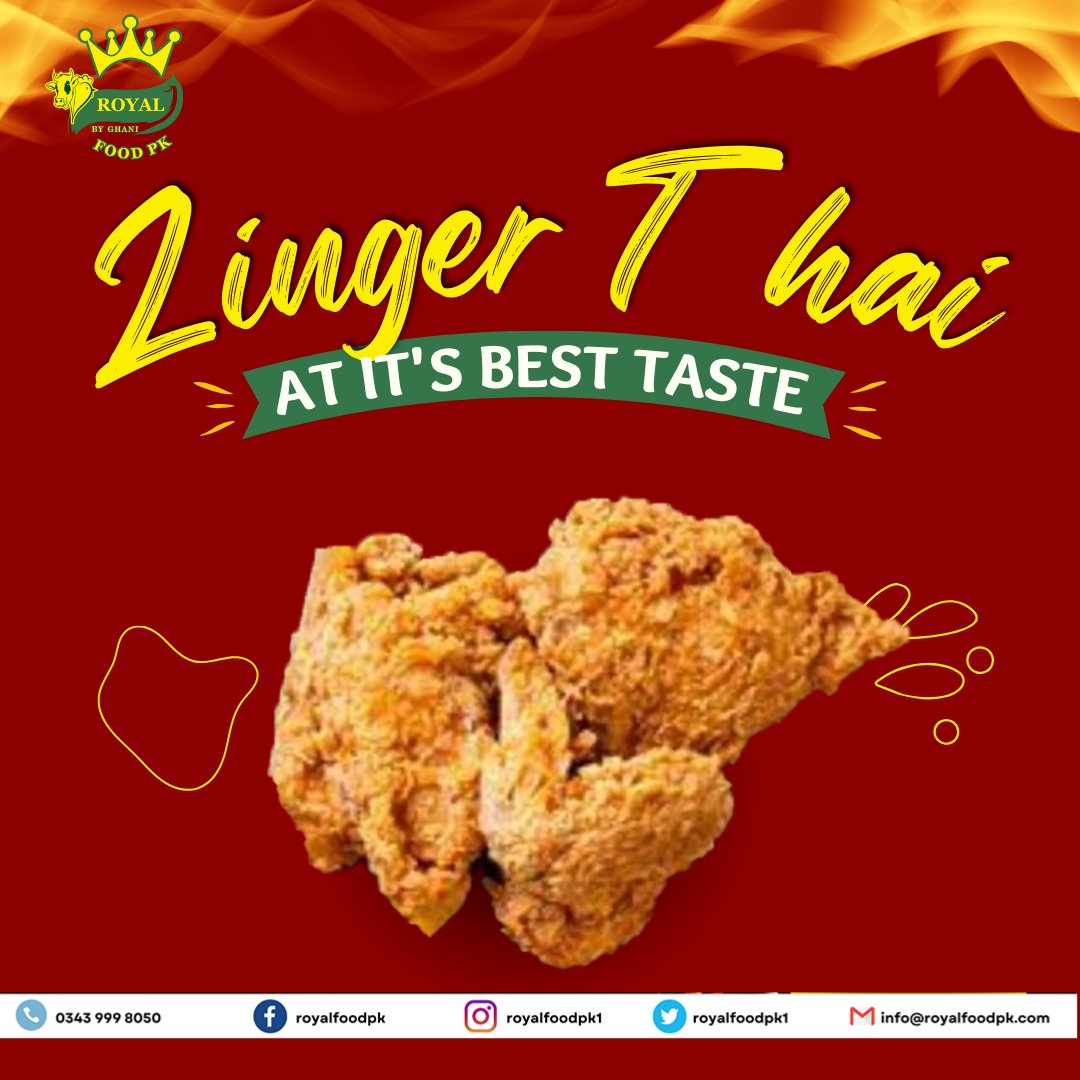 'Turn up the heat with our sizzling Zinger Thy at Royal Food! Indulge in the ultimate spicy sensation packed with flavor fit for royalty.' 
Order Now : royalfoodpk.com
#FastFoodDelights #ChickenCravings #ZingerThyWay #DeliciousEats #TastyTreats #FingerLickinGood