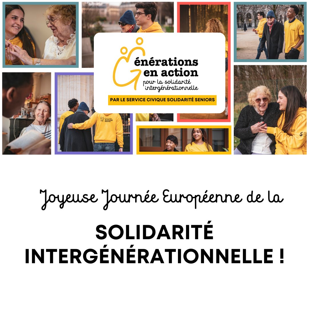 Joyeuse Journée de la Solidarité Intergénérationnelle à tous ! 💛
Rejoignez-nous sur Instagram pour suivre les actualités de la mobilisation #GenerationEnActions pour cette journée spéciale ! 📸

@AgircArrco @MalakoffHumanis @ServiceCivique