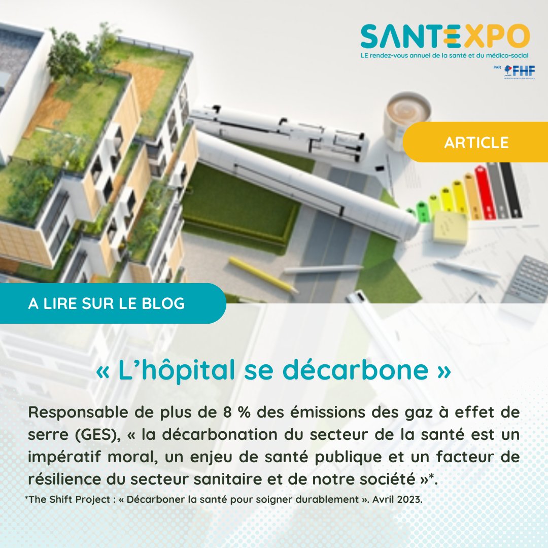 📰La santé de demain, c'est aussi une santé durable et écologique. Lisez notre #Article 'L’hôpital se décarbone' sur le blog de SantExpo ➡️santexpo.com/blog-santexpo-… #santexpo #ecologie #hopitalvert #hopital #FHF #Innovation #santé #health