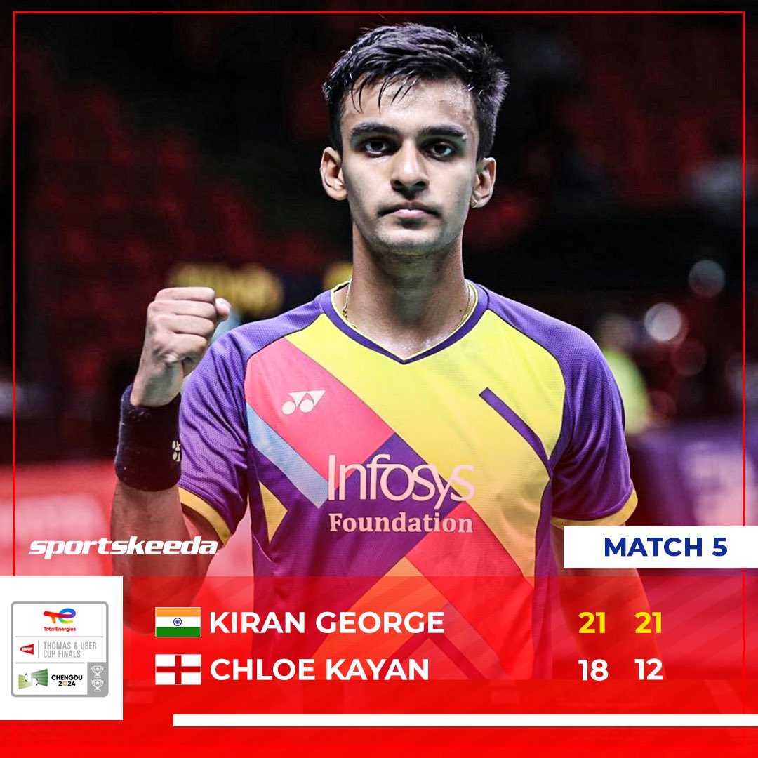 Kiran George made it 5-0 for India against England as the Men in Blue ensured a dominating display. 🇮🇳

#Badminton #SKIndianSports #ThomasCup2024