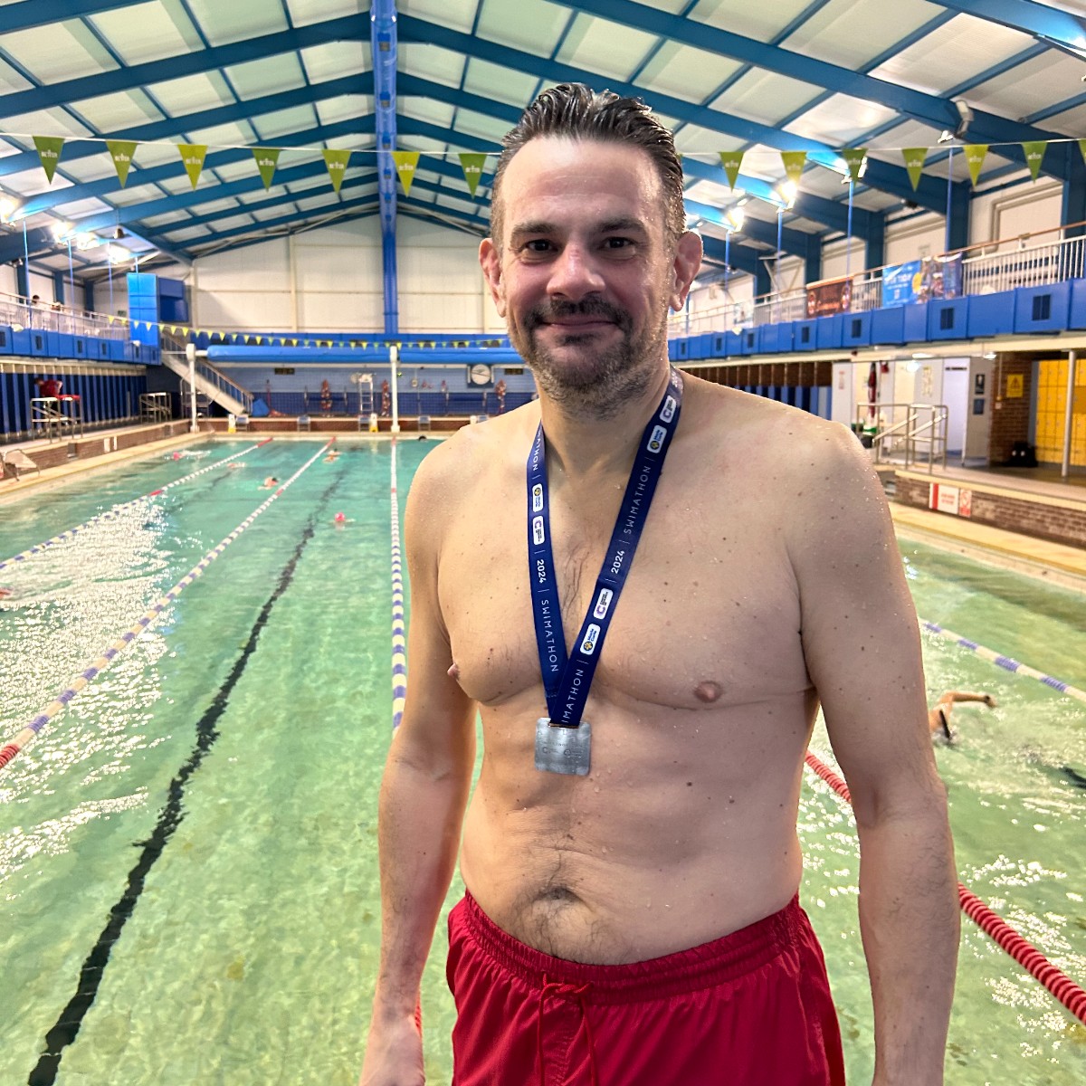 @Swimathon  2024 🏊 Philip was raising money for Marie Curie and was the longest swim he has ever done! He will definitely be challenging himself to do the 2.5km again next year - maybe even the 5km!