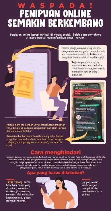 Modus penipuan yang mengincar saldo. Modus-modus yang sering dilakukan pelaku untuk menipu korban: • Menghubungi calon korban melalui media sosial, menawarkan tugas, dan menjanjikan komisi yang menggiurkan. • Tugasnya juga sangat mudah, seperti like dan subscribe media…