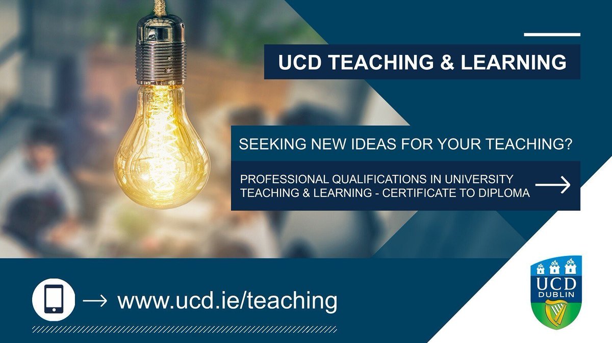 REMINDER: Applications for our accredited University Teaching and Learning programmes starting in September 2024, with a number of modules fully online, will close on Monday 13 May. ➡️ More details and how to apply: ucd.ie/teaching/newse…