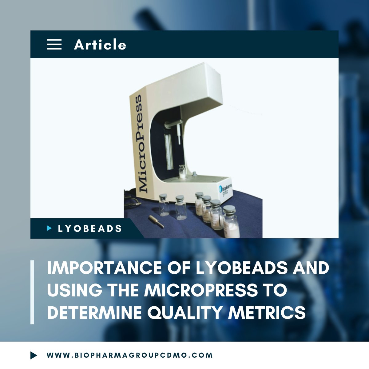 Check out Biopharma Group’s article on the importance of lyobeads and how Micropress analysis can help to determine critical quality metrics: bit.ly/4akTr2T

Alternatively, get in touch to discuss our analytical instrument range in more detail: bit.ly/3H9yivP