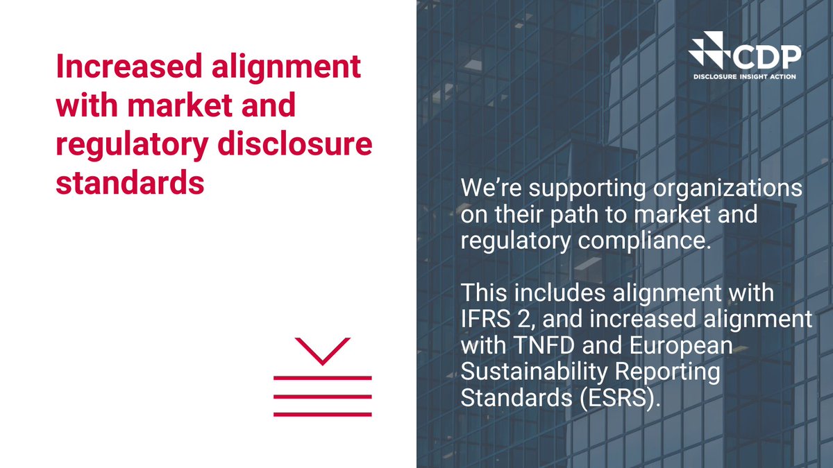 This year CDP disclosure will be aligned with the ISSB climate standard (IFRS S2). Our questionnaire is already partially aligned with the European Sustainability Reporting Standards (ESRS) and TNFD recommendations. ➡️Learn more: ow.ly/IMal50Rqoc8